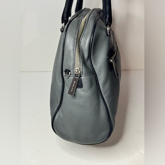 Michael Kors Smoke Gray Leather Convertible Dome Satchel Purse Bag - Picture 6 of 13